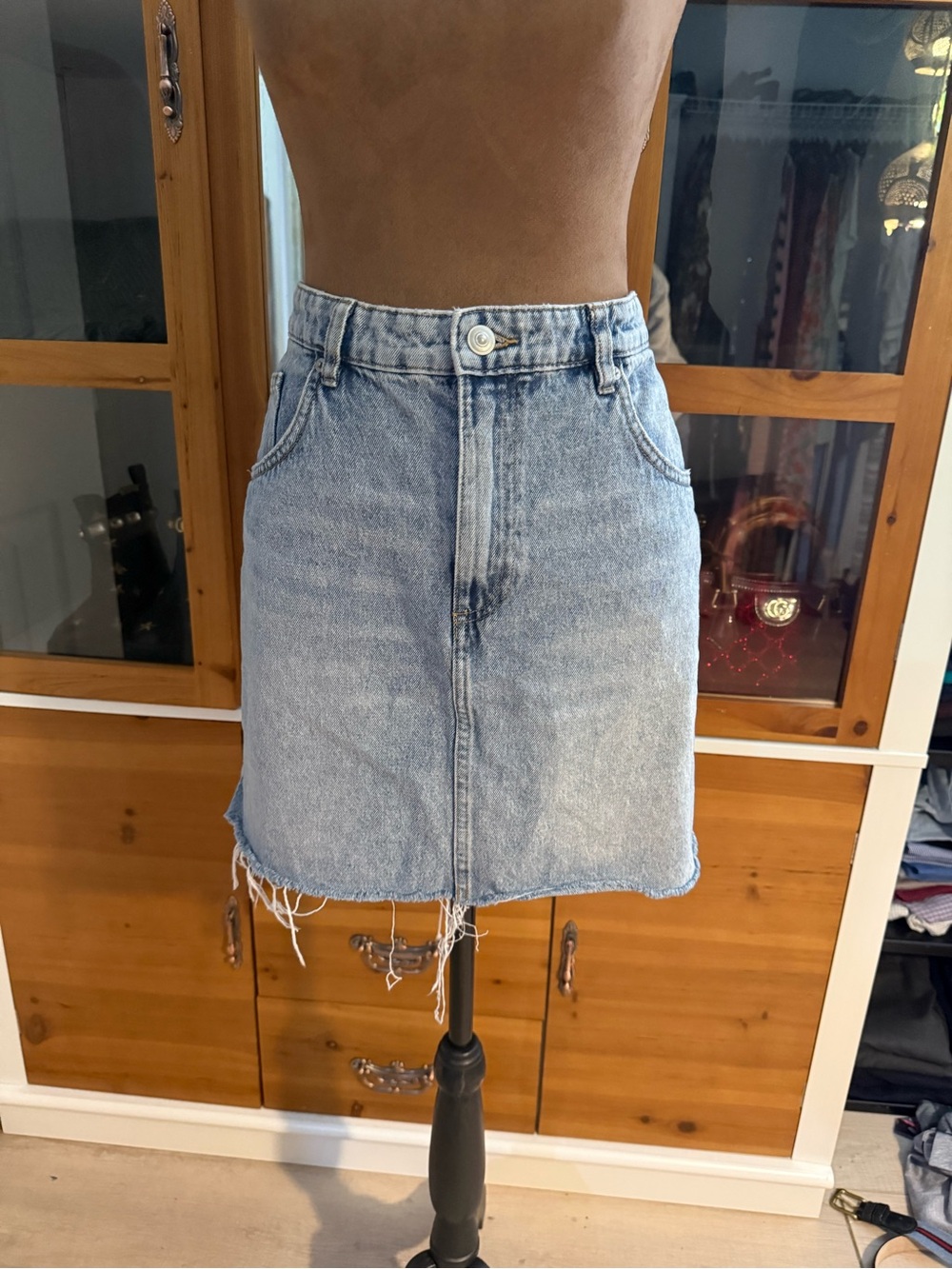 H&M Light Wash Denim Mini Skirt